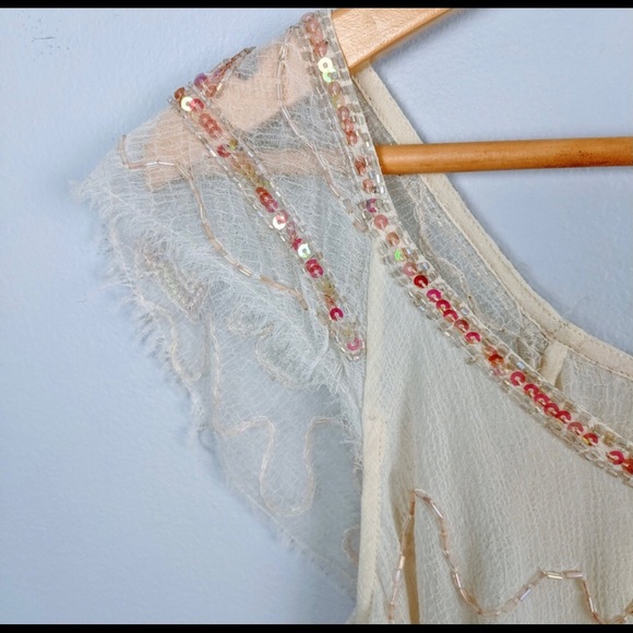 LIKE NEW!  Rare Free People Tritan's Treasure Sequin Top Size S. - Picture 7 of 13